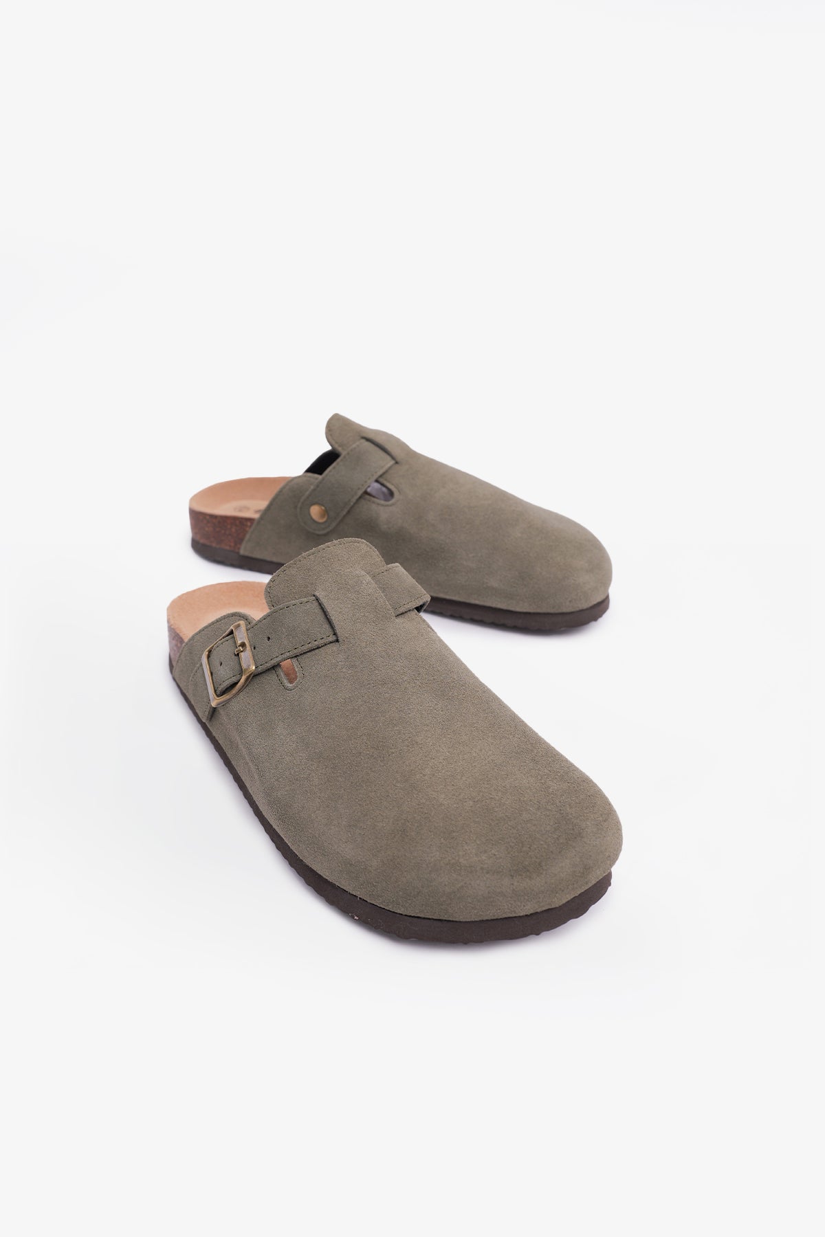Birkener Clogs Army Green Suede