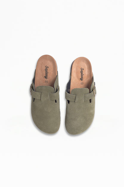 Birkener Clogs Army Green Suede