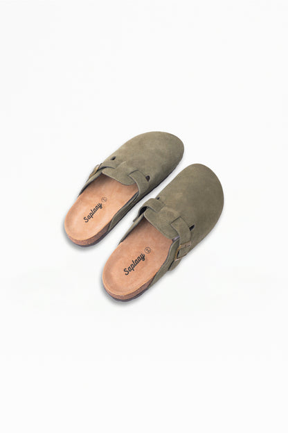 Birkener Clogs Army Green Suede