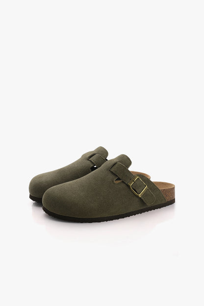 Birkener Clogs Army Green Suede
