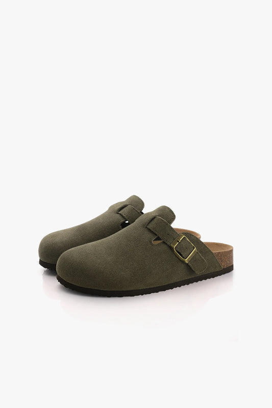 Birkener Clogs Army Green Suede
