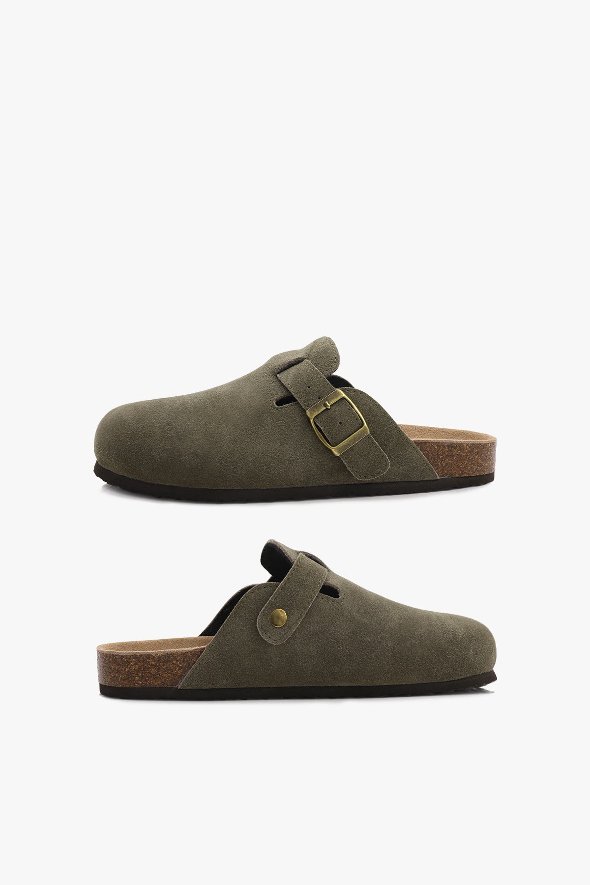 Birkener Clogs Army Green Suede