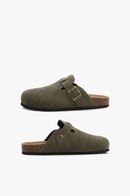 Birkener Clogs Army Green Suede
